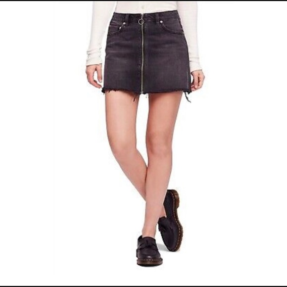 Free People Black Denim Mini Skirt - Picture 6 of 6